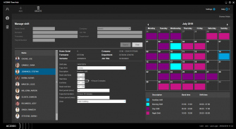 AC2000 Time Hub - Manage Shift (workstation)